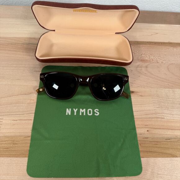 NYMOS Brown Square Sunglasses Tortoise Frame w Case Cloth NWOT